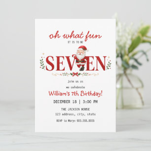 Invitation Fête d'anniversaire de Noël pour les sept ans de S