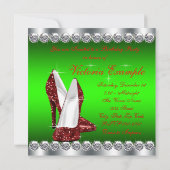 Invitation Fête d'anniversaire de Noël Ruby Rouge et Verte (Dos)