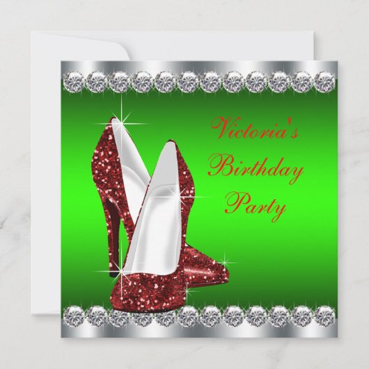 Invitation Fête d'anniversaire de Noël Ruby Rouge et Verte (Devant)