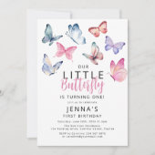 Invitation Fête d'anniversaire de notre petit papillon (Devant)