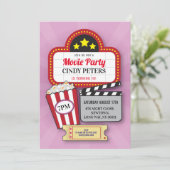 Invitation Fête d'anniversaire de nuit de pellicule (Debout devant)