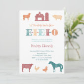 Invitation Fête d'anniversaire de Old MacDonald, ferme zoo (Debout devant)