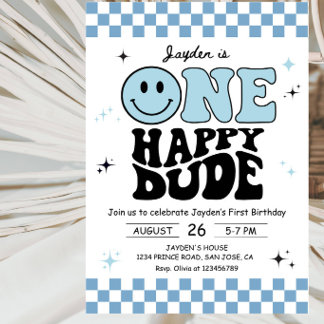 Invitation Fête d'anniversaire de One Happy Dude 1 an