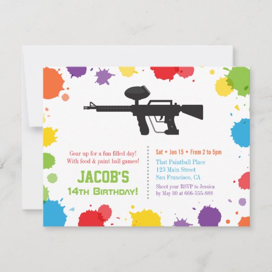 Invitation Fete D Anniversaire De Paintball De Fusil De Zazzle Be