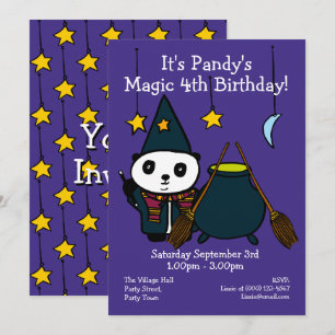 Invitation Fête d'anniversaire de Panda Magicien Mignon