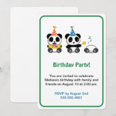 Invitation Fête d'anniversaire de pandas mignons (Devant / Derrière)