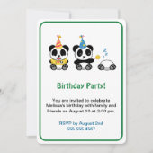 Invitation Fête d'anniversaire de pandas mignons (Devant)