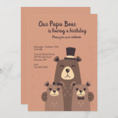 Invitation Fête d'anniversaire de Papa Bear (Devant / Derrière)