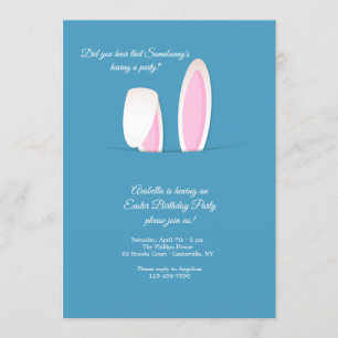 Invitation Fête d'anniversaire de Pâques aux oreilles de lapi