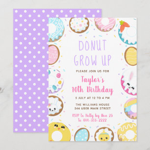 Invitation Fête d'anniversaire de Pâques Donut Grow up