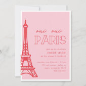 Invitation Fête d'Anniversaire de Paris Rouge rose (Devant)