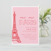 Invitation Fête d'Anniversaire de Paris Rouge rose (Debout devant)