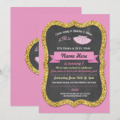 Invitation Fête d'anniversaire de parties scintillantes d'or (Devant / Derrière)