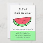 Invitation Fête d'anniversaire de pastèque pour un premier an (Devant)