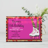 Invitation Fête d'anniversaire de patin à roulettes Cœurs de  (Debout devant)