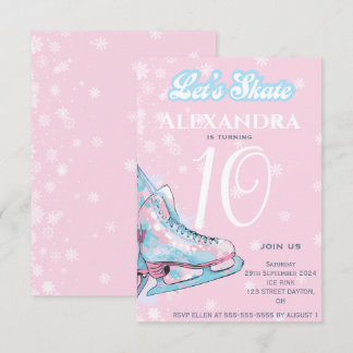 Invitation Fête d'anniversaire de patinage artistique "Patino