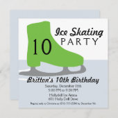 Invitation Fête d'anniversaire de patinage de glace de date (Devant / Derrière)