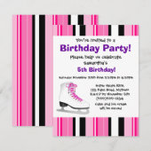 Invitation Fête d'anniversaire de patinage de glace de roses (Devant / Derrière)