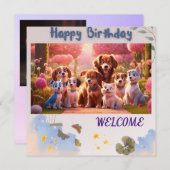 Invitation "Fête d'anniversaire de Pawsome" (Devant / Derrière)