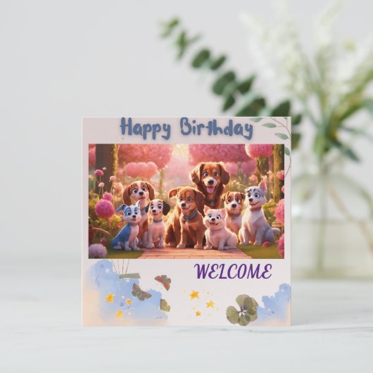 Invitation "Fête d'anniversaire de Pawsome" (Debout devant)