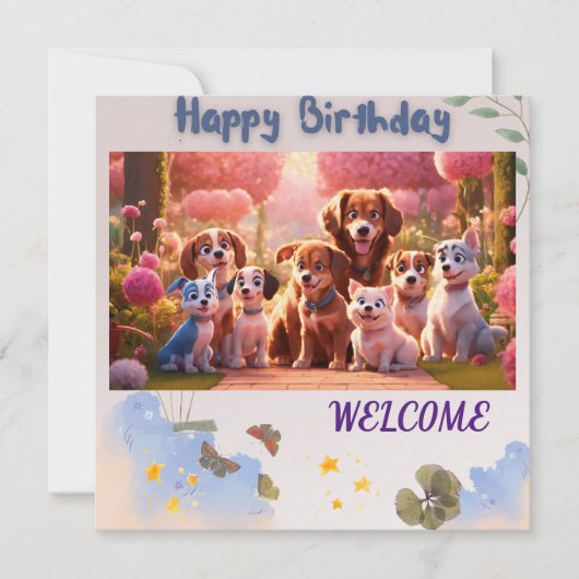 Invitation "Fête d'anniversaire de Pawsome" (Devant)
