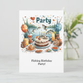 Invitation Fête d'anniversaire de pêche (Debout devant)