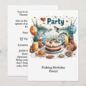 Invitation Fête d'anniversaire de pêche (Devant / Derrière)