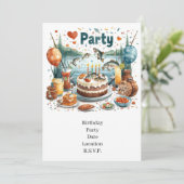 Invitation Fête d'anniversaire de pêche (Debout devant)