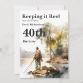 Invitation Fête d'anniversaire de pêche à l'aquarelle pour ho (Devant)