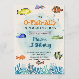 Invitation Fête d'anniversaire de pêche O-Fish-Ally