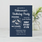 Invitation Fête d'anniversaire de pêcheur (Debout devant)