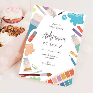 Invitation Fête d'anniversaire de peinture de couleur