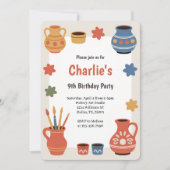 Invitation Fête d'anniversaire de peinture de poterie à l'aqu (Devant)