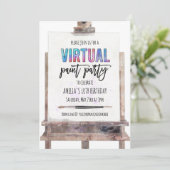 Invitation Fête d'anniversaire de peinture virtuelle sur chev (Debout devant)