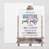 Invitation Fête d'anniversaire de peinture virtuelle sur chev (Devant / Derrière)