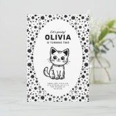 Invitation Fête d'anniversaire de petit chat (Debout devant)