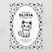 Invitation Fête d'anniversaire de petit chat (Devant)