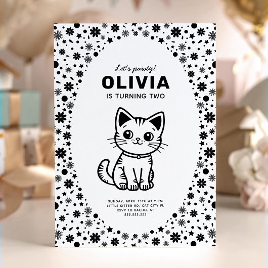 Invitation Fête d'anniversaire de petit chat