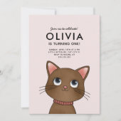 Invitation Fête d'anniversaire de petit chaton (Devant)