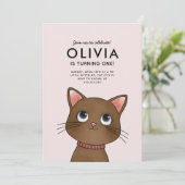 Invitation Fête d'anniversaire de petit chaton (Debout devant)