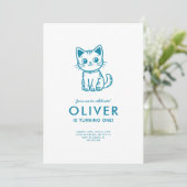 Invitation Fête d'anniversaire de petit chaton bleu (Debout devant)