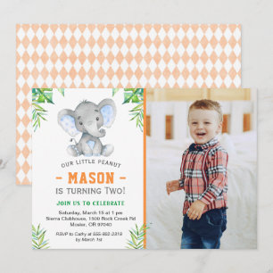 Invitation Fête d'anniversaire de petit garçon éléphant Littl