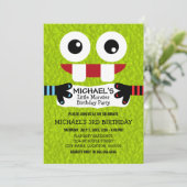 Invitation Fête d'anniversaire de Petit Monstre Mignon (Debout devant)