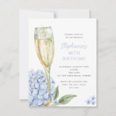 Invitation Fête d'anniversaire de Petite Blue Hydrangea Bloom (Devant)