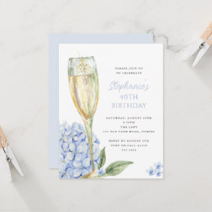 Invitation Fête d'anniversaire de Petite Blue Hydrangea Bloom