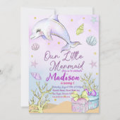 Invitation Fête D'Anniversaire De Petite Sirène Sous La Fête (Devant)