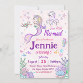 Invitation Fête D'Anniversaire De Petite Sirène Sous La Fête  (Devant)