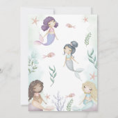 Invitation Fête D'Anniversaire De Petite Sirène Sous La Fête (Dos)