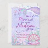 Invitation Fête D'Anniversaire De Petite Sirène Sous La Fête (Devant)