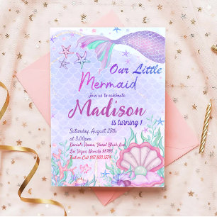 Invitation Fête D'Anniversaire De Petite Sirène Sous La Fête 